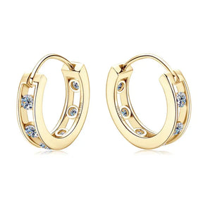 18K Gold Plated Hoop Earrings featuring Lab Grown Diamonds for Women with elegant design