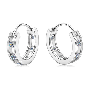 Pair of 18K Gold Plated Hoop Earrings with Lab Grown Diamonds and Silver Crystals