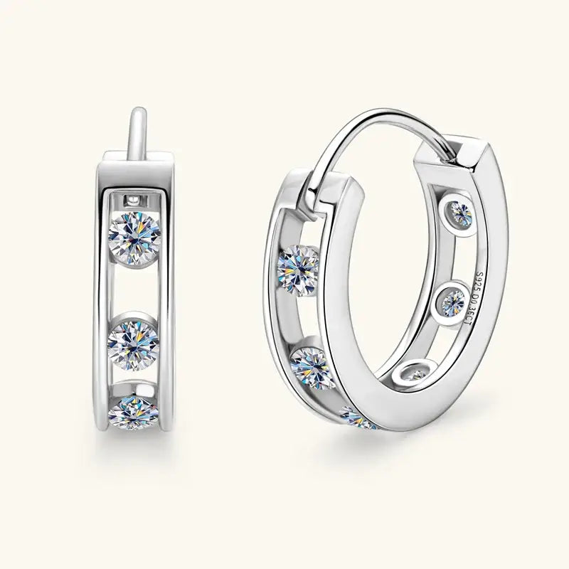 Elegant 18K Gold Plated Hoop Earrings featuring Lab Grown Diamonds for Women