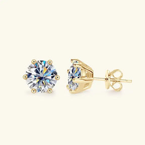 Pair of diamond stud earrings in 18K gold plated jewelry set with lab grown diamonds