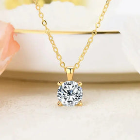 Gold necklace featuring a lab grown diamond solitaire pendant in 18k gold plated design