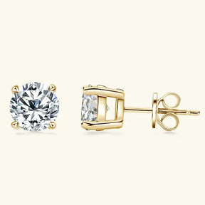 Pair of gold stud earrings with round-cut diamonds from the 18k Gold Plated Lab Grown Diamond Jewelry Set