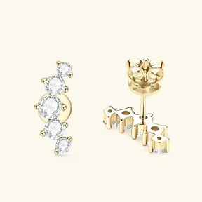 Earring with four round diamonds in gold, from the 18K Gold Plated Moissanite Jewelry Set