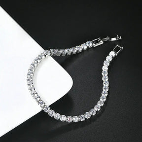 18K Gold Plated Tennis Bracelet featuring sparkling Lab Grown Diamonds in silver-toned metal