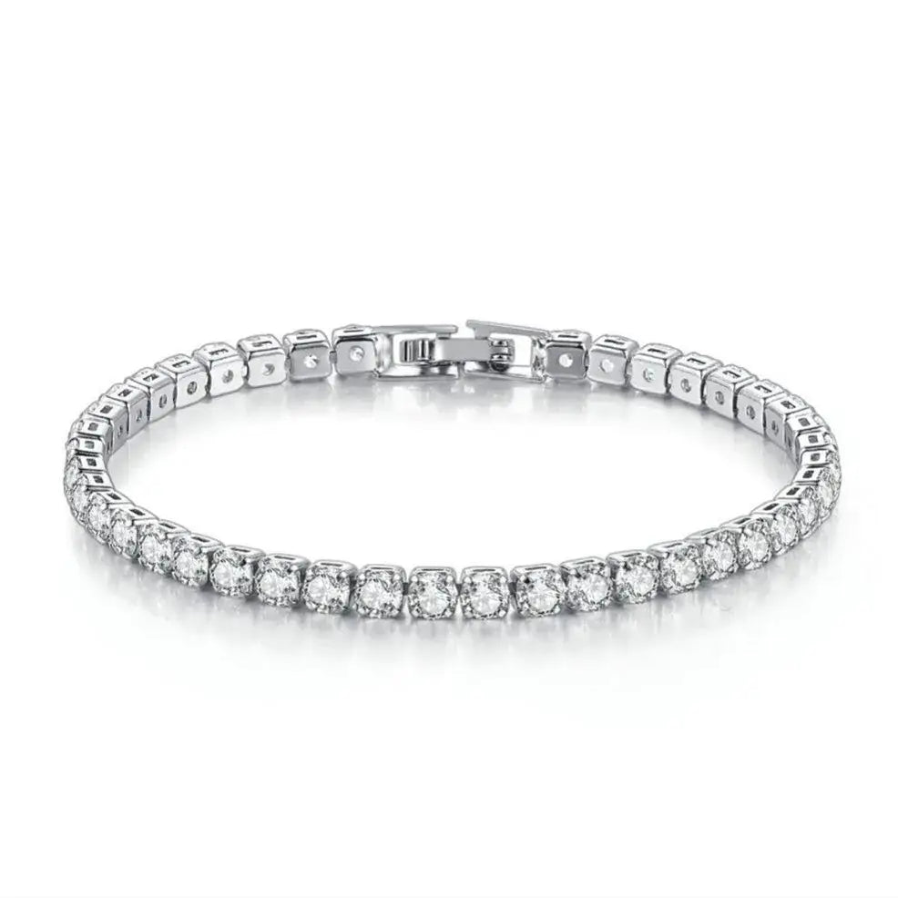 18K Gold Plated Tennis Bracelet featuring sparkling lab grown diamonds in silver-toned setting