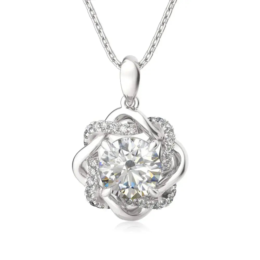 18K White Gold Diamond pendant for Women – Elegant 3ct Gem - Necklaces-Moissanite 55