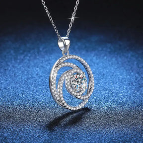 Spiral-shaped 1ct Moissanite Diamond Necklace in 925 Sterling Silver with diamonds