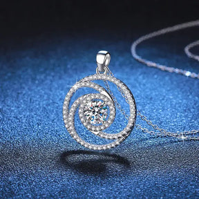 Circular 1ct Moissanite Diamond Necklace in 925 Sterling Silver with spiral design