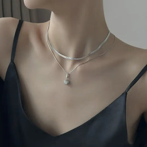 Delicate S925 Sterling Silver 1CT Moissanite Diamond Necklace with small pendant