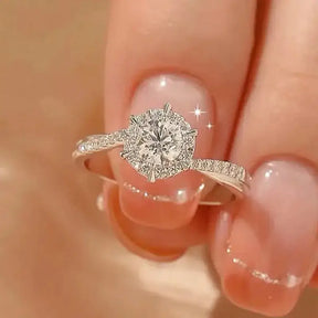 Diamond engagement ring featuring a 1ct Moissanite Diamond in an 18k white gold setting