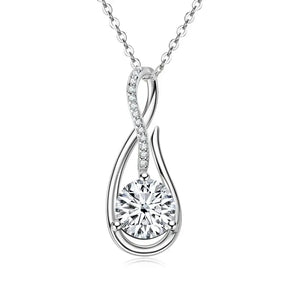 Elegant silver pendant necklace featuring a teardrop design and lab grown diamond centerpiece