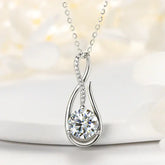 Silver teardrop necklace featuring a 2.0 Carat Lab Grown Diamond Pendant design