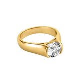 Gold engagement ring featuring a round solitaire diamond in 2-carat Moissanite Ring