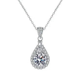 Teardrop-shaped 2ct Moissanite Diamond Pendant in intricate pave setting for elegant wedding necklace