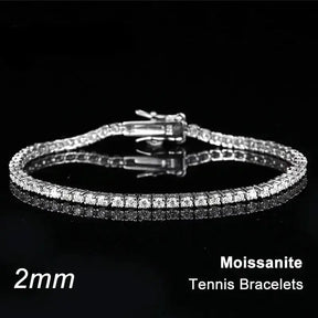 Sparkling Moissanite Diamond Tennis Bracelet with 2mm D Color Stones in Delicate Chain