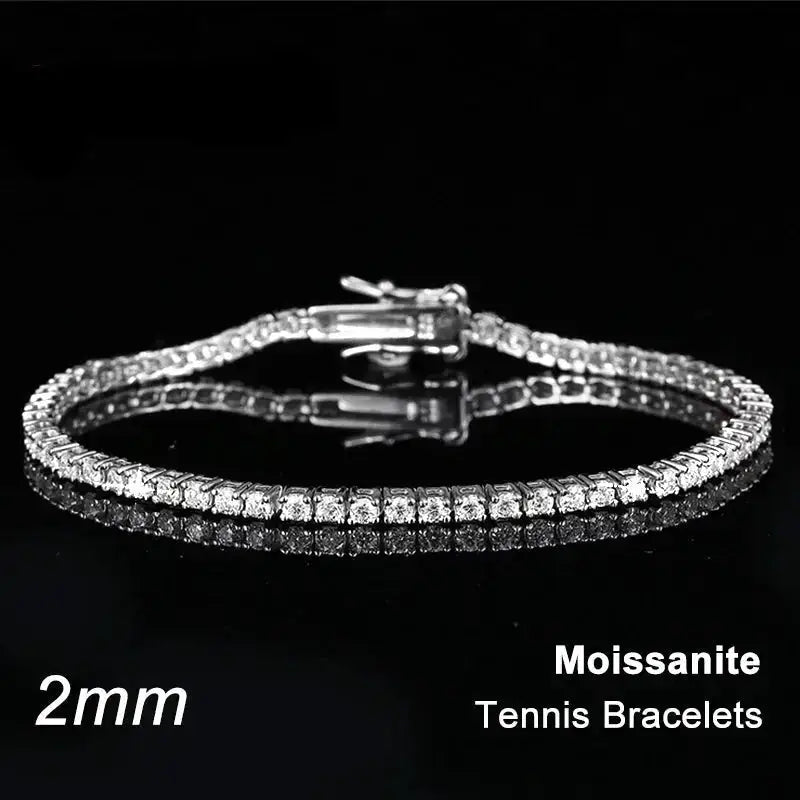 Sparkling Moissanite Diamond Tennis Bracelet with 2mm D Color Stones in Delicate Chain