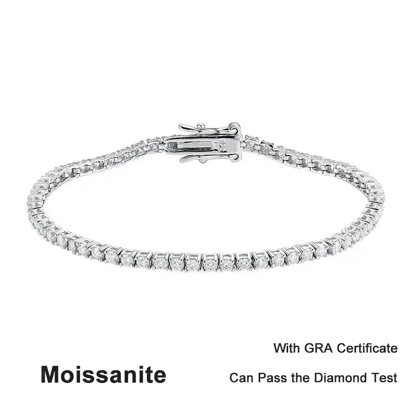 Delicate 2mm D Color Moissanite Diamond Tennis Bracelet showcasing sparkling elegance