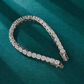 Lab grown diamond tennis bracelet in sterling silver setting, showcasing elegance