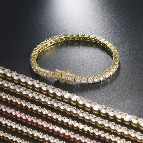 Gold Diamond Tennis Bracelet featuring Lab Grown Diamonds in Sterling Silver Elegance