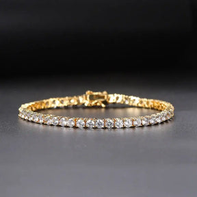 Gold diamond tennis bracelet featuring lab grown diamonds in a sleek design