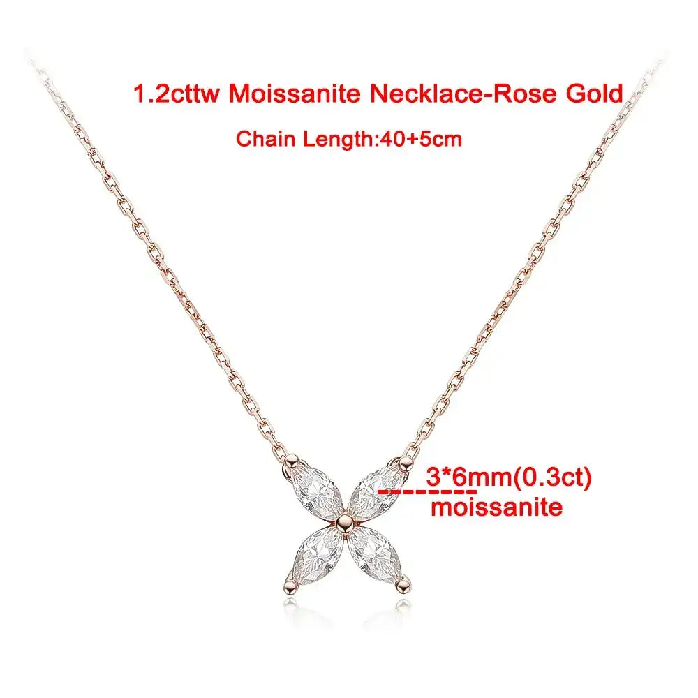 Delicate rose gold necklace with moissanite butterfly pendant from Moissanite Jewelry Set