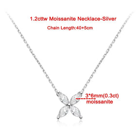 Delicate silver necklace with butterfly pendant and marquise-cut moissanite stones