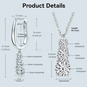 Product details diagram showcasing measurements for 3.6CTW D VVS1 Moissanite Diamond Hoop Earrings