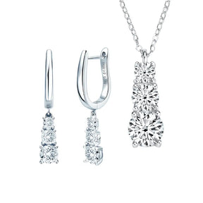 Stunning 3.6CTW D VVS1 Moissanite Diamond Hoop Earrings Necklace Set in elegant display