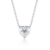 Heart-shaped diamond pendant on S925 sterling silver chain, showcasing 4cttw heart cut moissanite