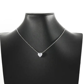 Elegant heart-shaped diamond pendant on S925 sterling silver chain with heart cut moissanite