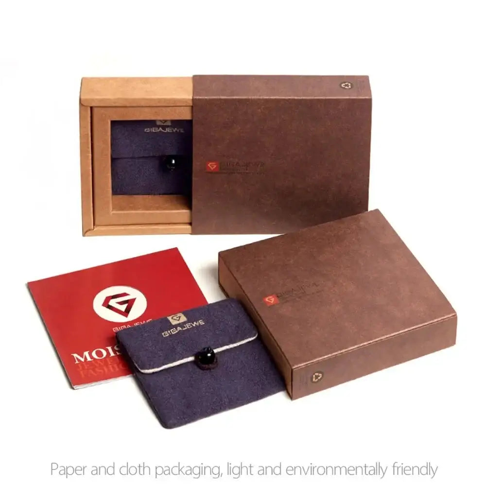 Wooden sliding box with compartments for 4mm Moissanite Silver Ring and cloth-covered cases