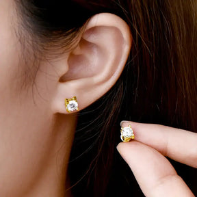 5mm Lab Grown Diamond Earrings in elegant gold setting, showcasing classic stud design