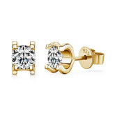 Gold stud earrings with 5mm lab grown diamonds in four-prong settings for elegance