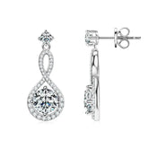 Elegant diamond drop earrings showcasing intricate swirl designs in Lab Grown Diamond