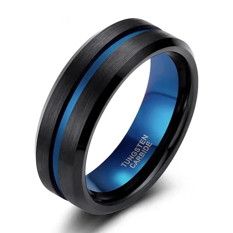 8mm Black Tungsten Ring for Men - Durable Wedding Band - Rings-Tungsten 08