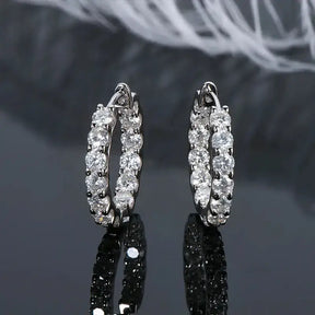 Diamond-studded hoop earrings in 925 Sterling Silver Moissanite for sparkling jewelry gifts