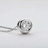 Diamond solitaire round cut moissanite pendant on 925 sterling silver chain