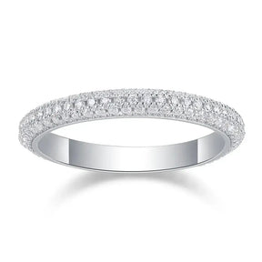 Diamond-encrusted white gold wedding band from 925 Sterling Silver Sparkling Moissanite Diamond Rings