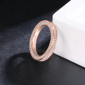 Rose gold ring with moissanite diamonds, part of the Sterling Silver Sparkling collection