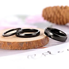 Black Polished Tungsten Carbide Ring – Unisex Wedding Band - Rings-Tungsten 34