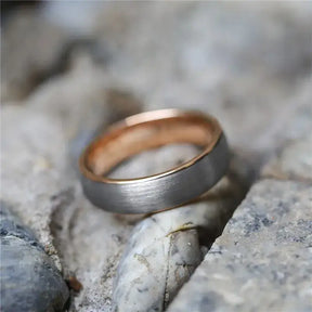 Brushed Tungsten Rings 6mm Rose Gold for Women and Men - Rings-Tungsten 03