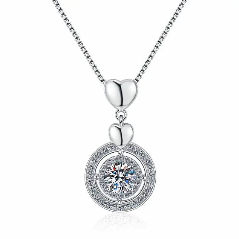 Silver pendant necklace showcasing a circular design with diamond in Chain Moissanite Necklace