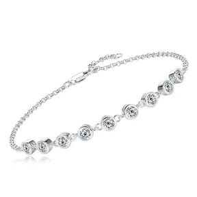 Delicate Charms Round Full Moissanite Diamond Bracelet in 925 Sterling Silver by Telles Jewelry