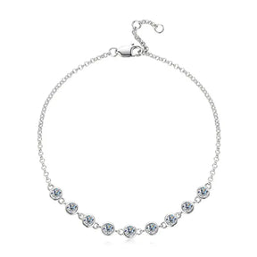 Delicate silver chain necklace with sparkling gemstones from Telles Jewelry’s Moissanite Diamond Bracelet