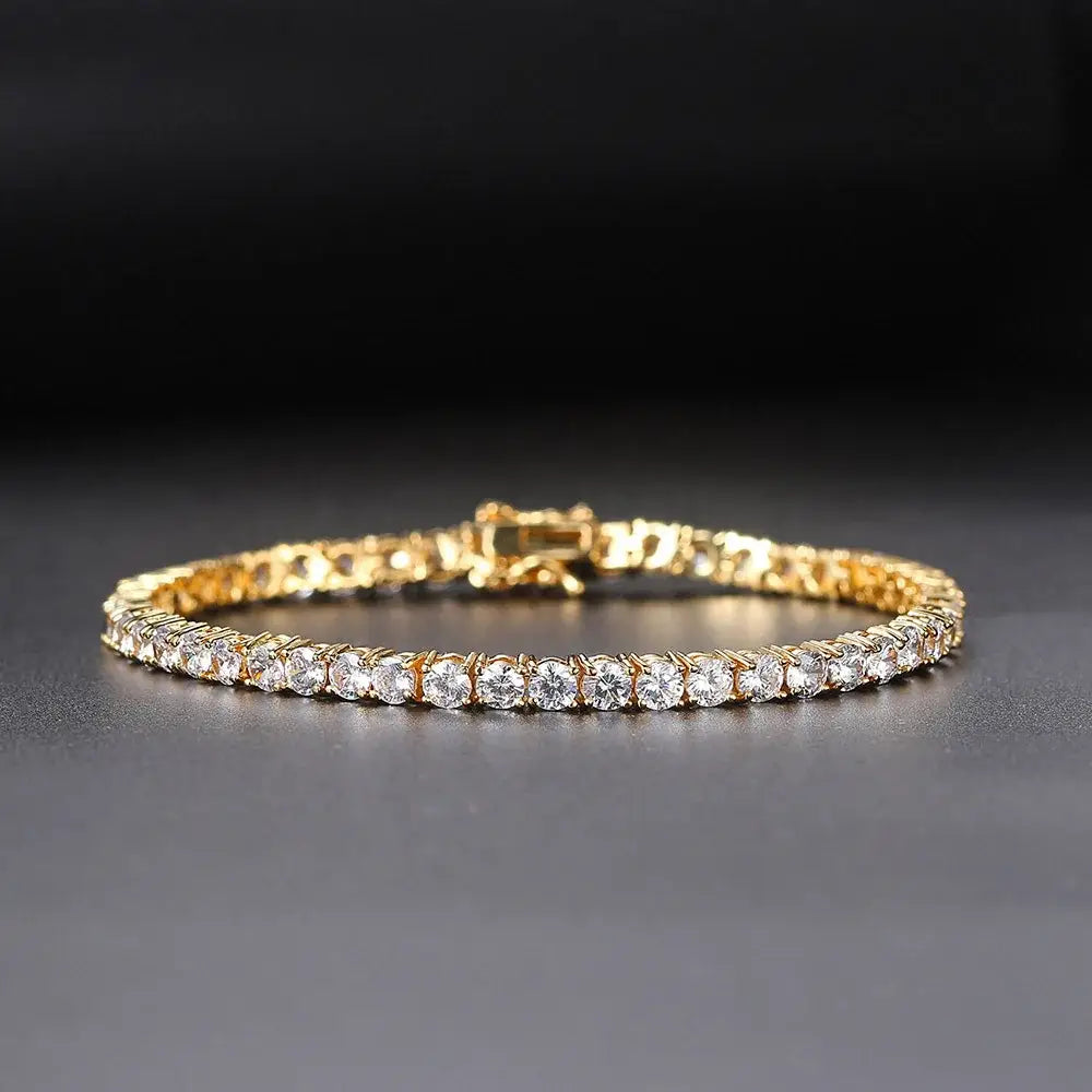 Gold diamond tennis bracelet featuring lab grown diamonds in 925 sterling silver