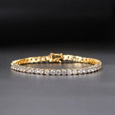 Gold diamond tennis bracelet featuring lab grown diamonds in 925 sterling silver