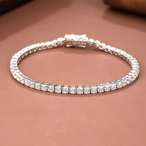 D Color Lab Grown Diamond Tennis Bracelet featuring square-cut stones in silver band