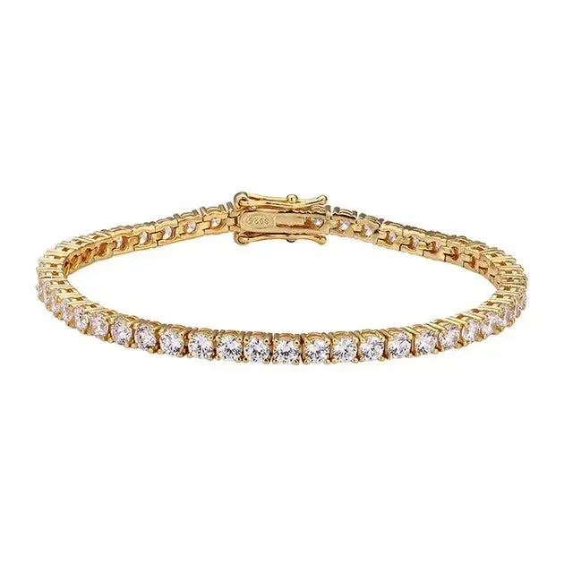 Gold diamond tennis bracelet featuring D Color Lab Grown Diamonds in 925 Sterling Silver