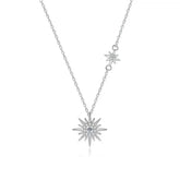 Silver necklace featuring a star-shaped pendant and charm, D Color Moissanite Diamond Pendant