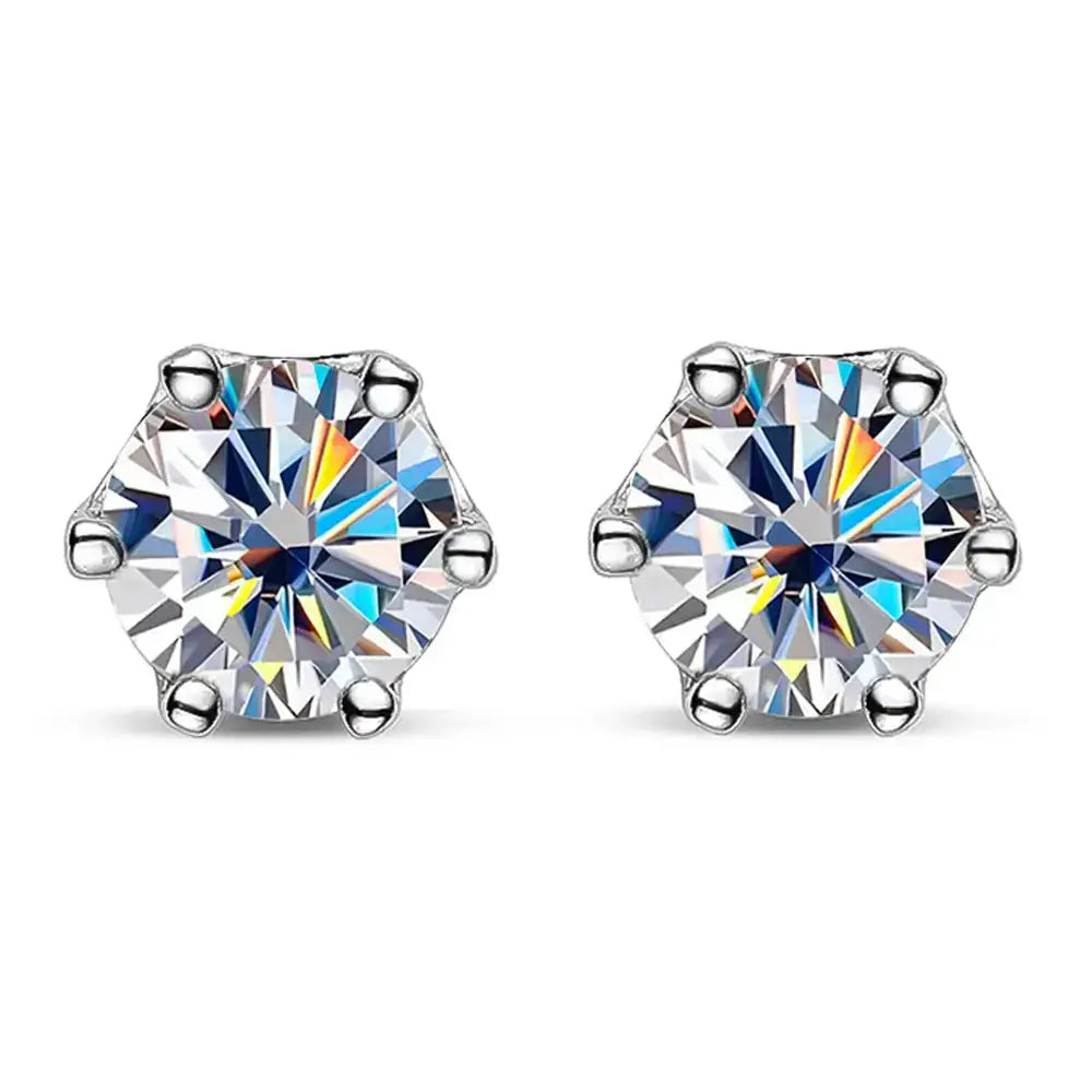 Pair of diamond stud earrings in sparkling S925 silver with D Color Moissanite screw back